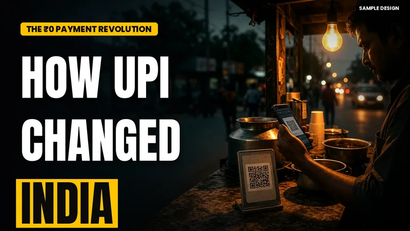 Thumbnail reading 'How UPI changed India' with a street vendor scanning a QR code at night